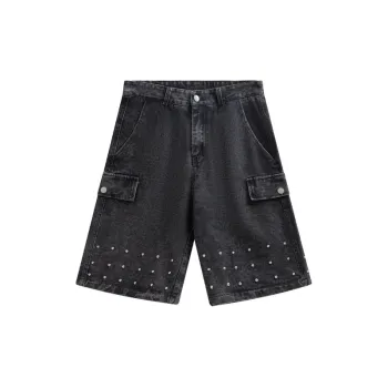 Loose Trendy Rivet Denim Shorts