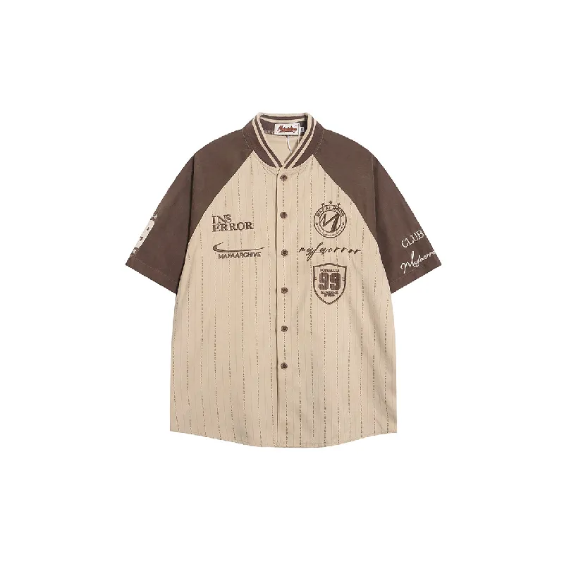 Casual Contrast Color Polyester Shirt Unisex-0