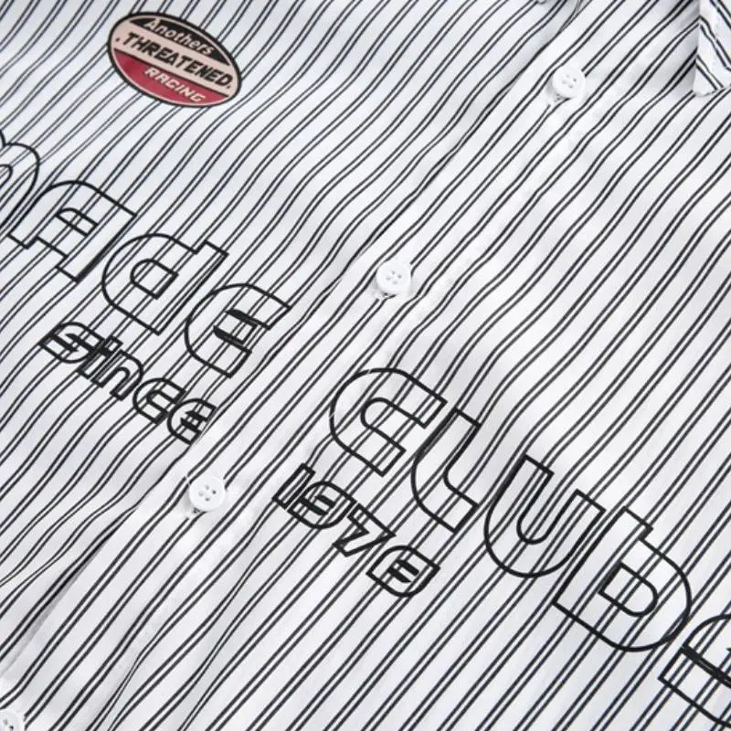 Simple Striped Cotton Blended Fabric Shirt-4