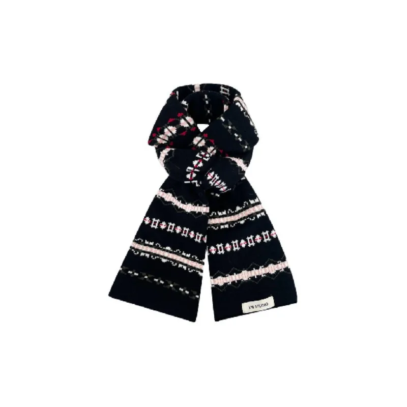Retro Striped Knit Scarf-0