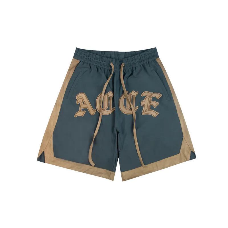 Trendy Brand Loose Splicing Elastic Shorts-0