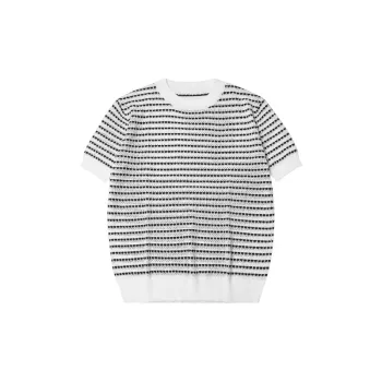 Simple Striped Blended Synthetic Fabrics T Shirt
