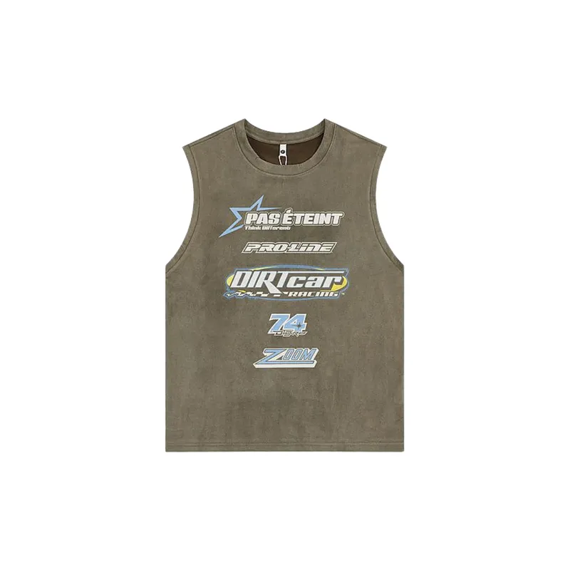 Loose Casual Letter Print Sleeveless Vest-0