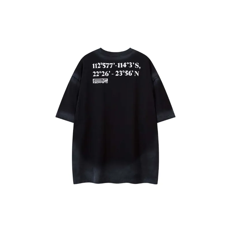 Retro Letter Cotton Blended Fabric T Shirt-1