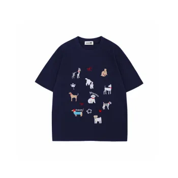 Fashion Embroidery Cotton Blended Fabric T Shirt Unisex
