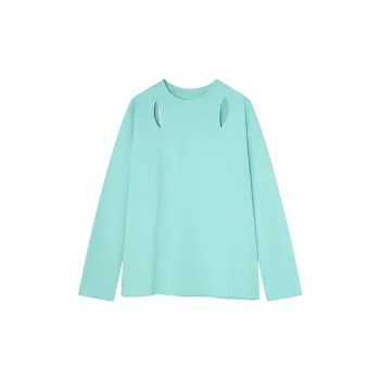 New Arrival Personality Ripped Neckline Design Long Sleeve T shirt