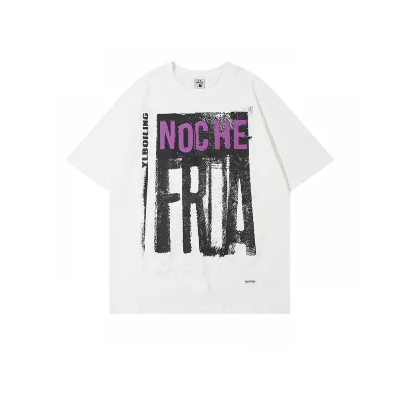 Retro Letter Half Sleeved T Shirt-3