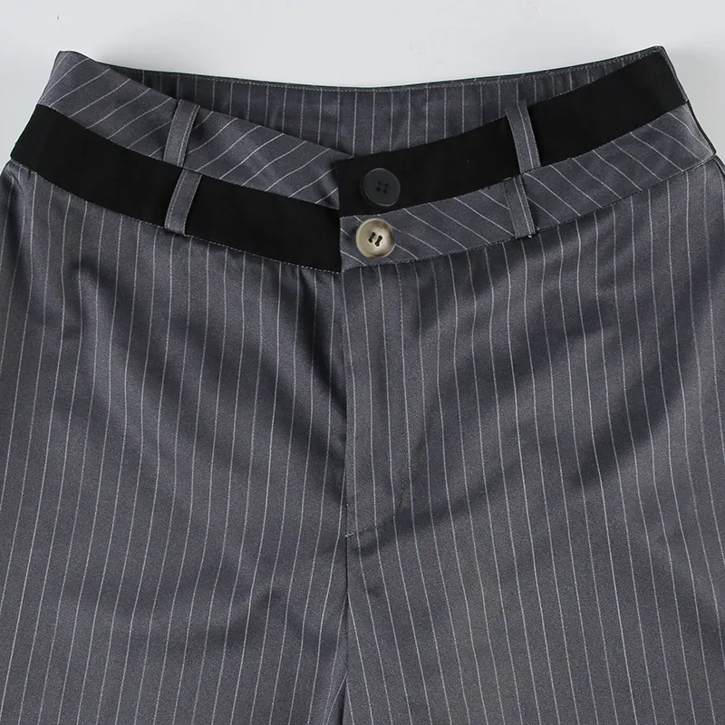 Casual Loose Straight Leg Suit Trousers Women-3