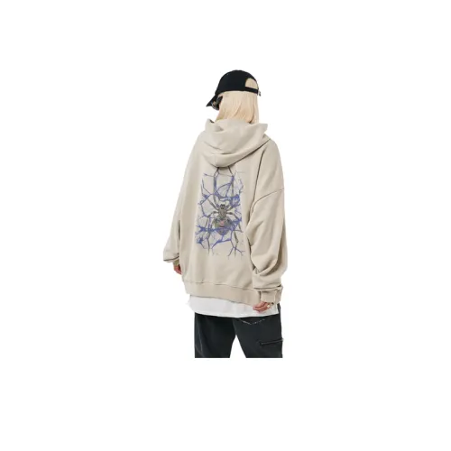 Hip Hop Simple Dark Giant Spider Printed Terry Hoodie