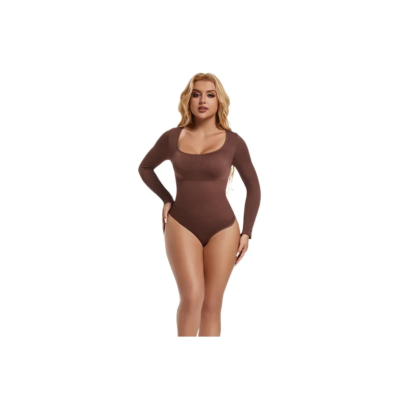 Casual Plain Nylon Bodysuit Women-4
