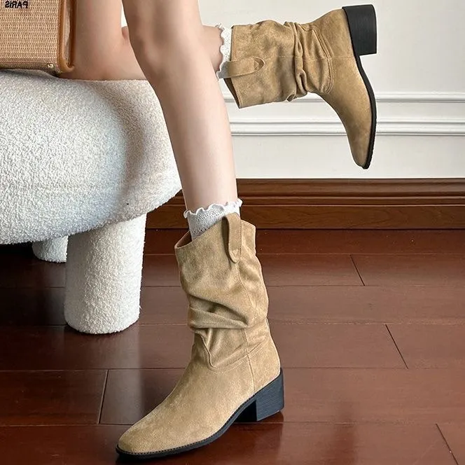 Retro Fashionable Mid Calf Boots-2
