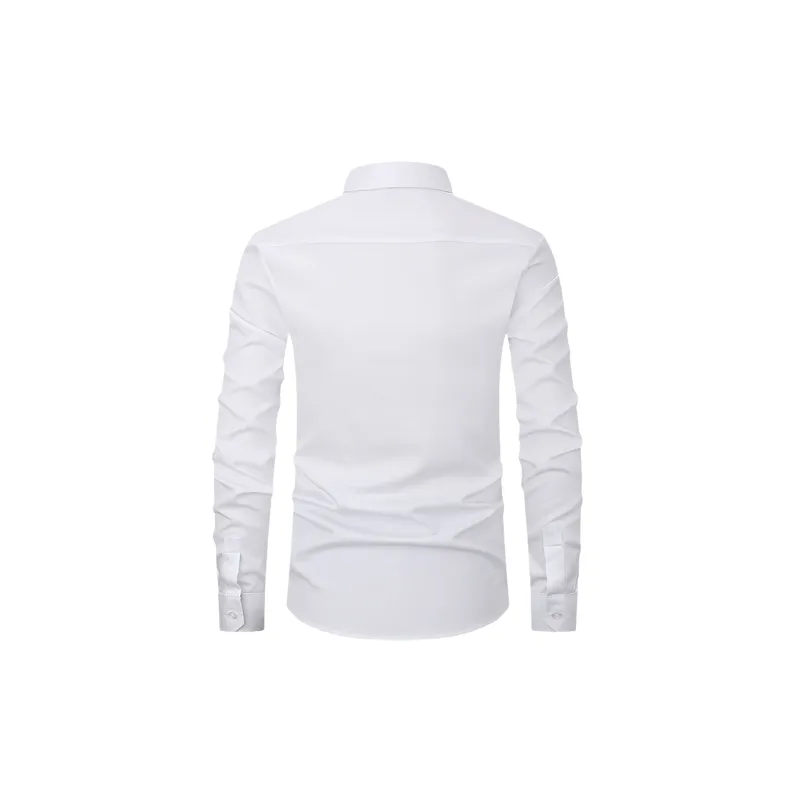 Casual Plain Polyester Blend Fabric Shirt-3