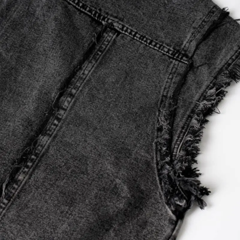 Zipper Denim Loose Vest-4