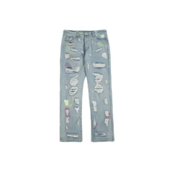 Retro Embroidered Ripped Jeans