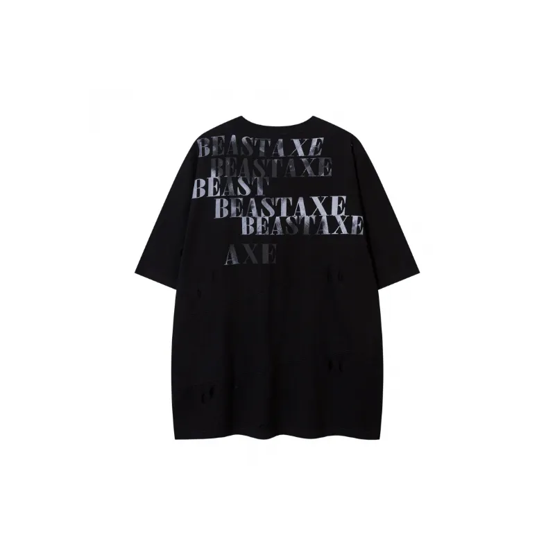 Retro Letter Cotton Blended Fabric T Shirt Unisex-5
