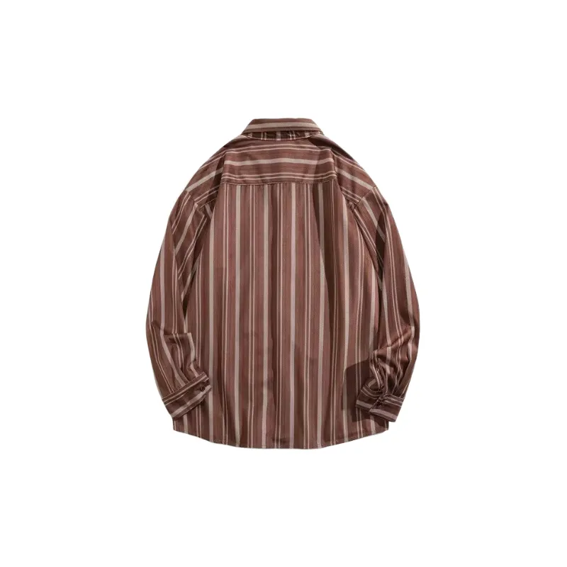 Retro Striped Cotton Blended Fabric Shirt-2