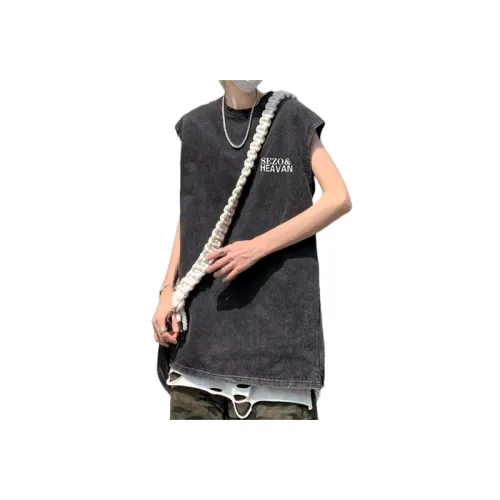 Washed Pure Cotton Distressed Vest