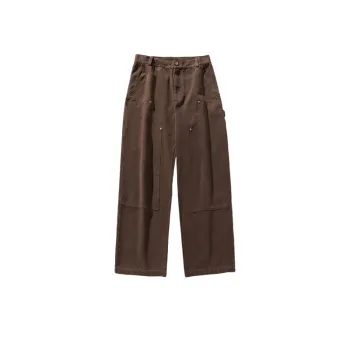 Retro Knee Cutting Wood Pants