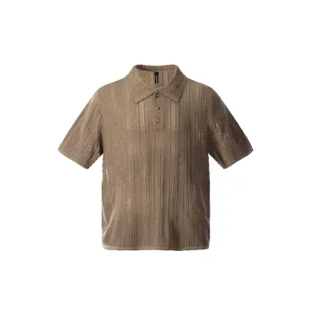 Fashionable Hollow Out Blended Synthetic Fabrics Polo