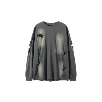 Retro High Street Ripped Long sleeved T shirt