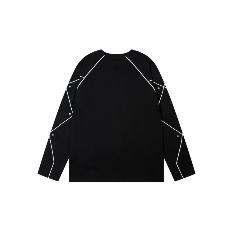Metal Rivet Decorative Color matching Raglan Sleeve Long sleeve T shirt-3