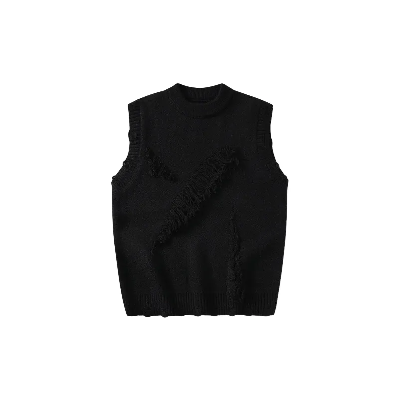 Plain Raw Hem Blended Synthetic Fabrics Vest-0