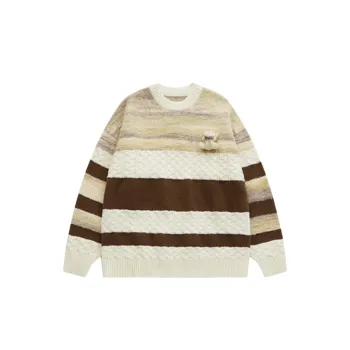 Soft Waxy Stitching Bear Knitted Sweater