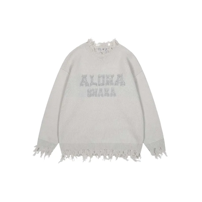 Street Ripped Blended Synthetic Fabrics Sweater-2
