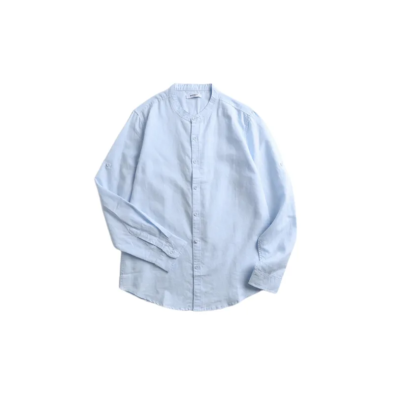 Retro Simple Linen Blend Fabric Shirt-5