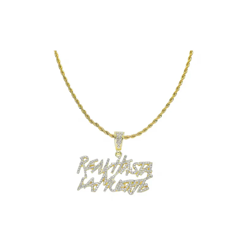 Hip Hop Diamond Letter Pendant Necklace-0
