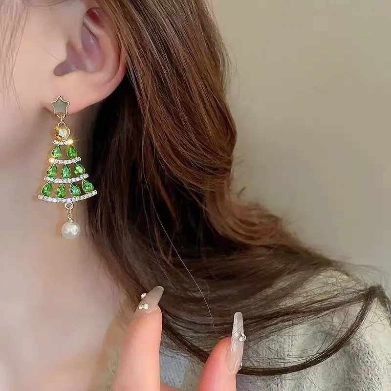 Elegant Christmas Pearls Fringe Earring-1