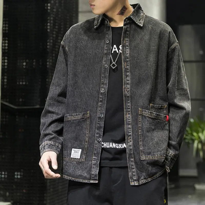 Retro Fashionable Long Sleeve Denim Jacket-6