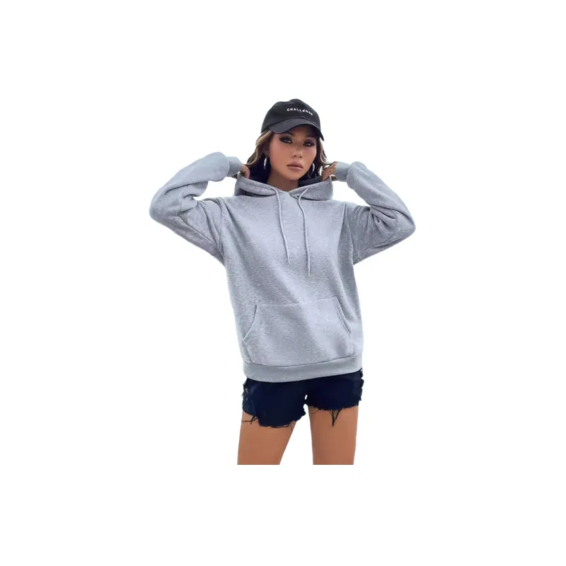 Fashionable Plain Polyester Sweatshirt Women-0