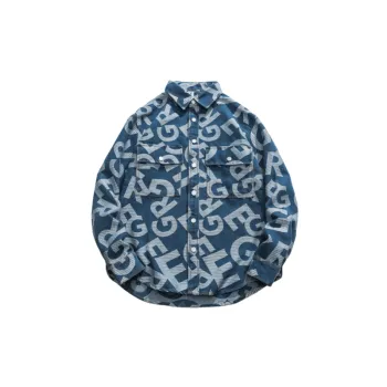 Washing Water Full Body Letter Jacquard Casual Loose Shirt