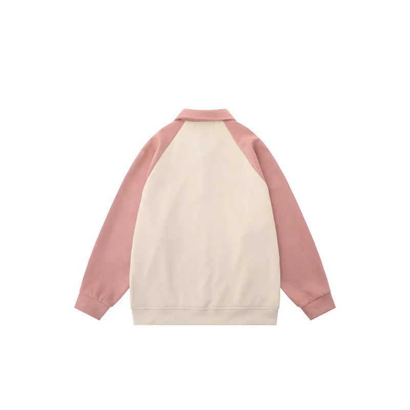 New Arrival Trendy Stitching Collared Printed Loose Hoodie-3