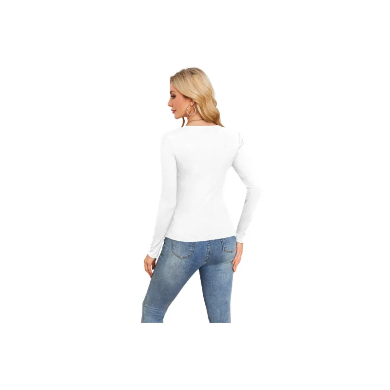 Casual Plain Polyester T Shirt Women-1