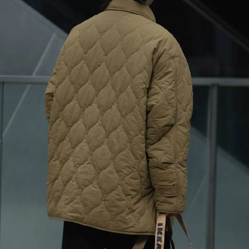 Street Loose Blended Synthetic Fabrics Quilted Jacket-3
