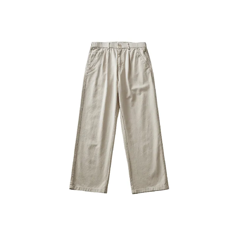 Simple Breathable Cotton Blended Fabric Casual Pants-0