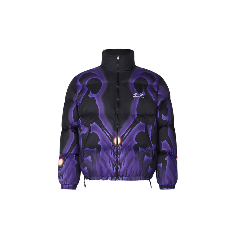 Skull Digital Printing Half high Collar Zipper Thickened Warm Cotton padded Jacket-5