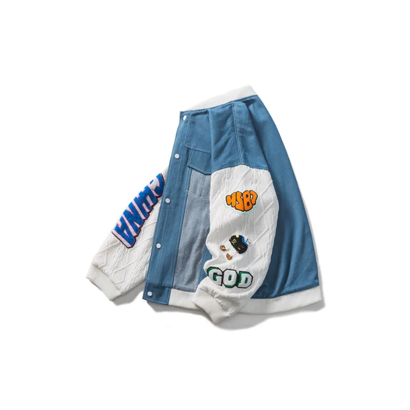 Patchwork Denim Baseball Jacket-2