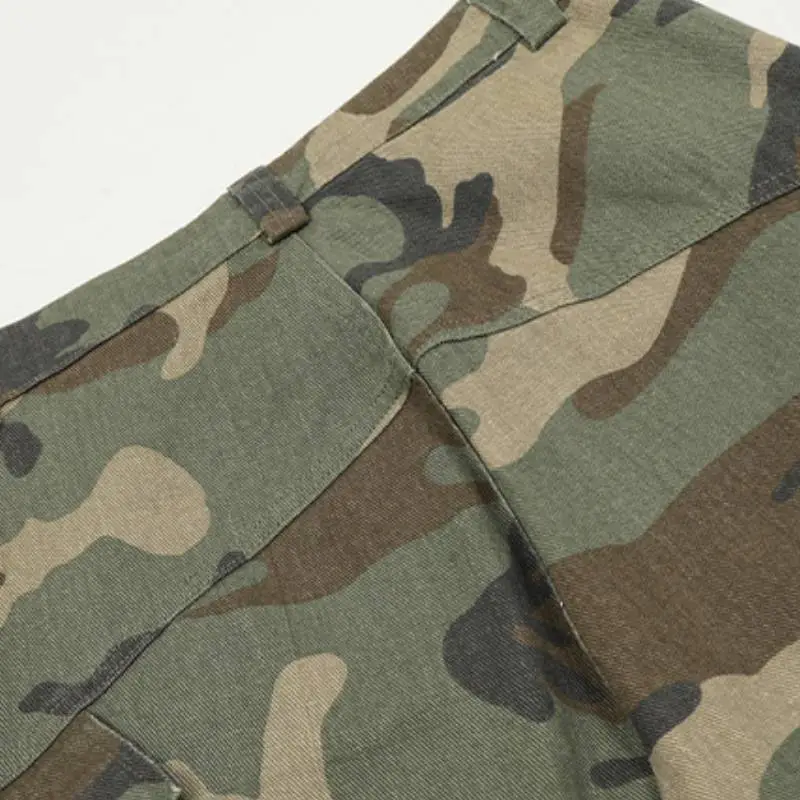 Retro Distress Cotton Cargo Pants-5
