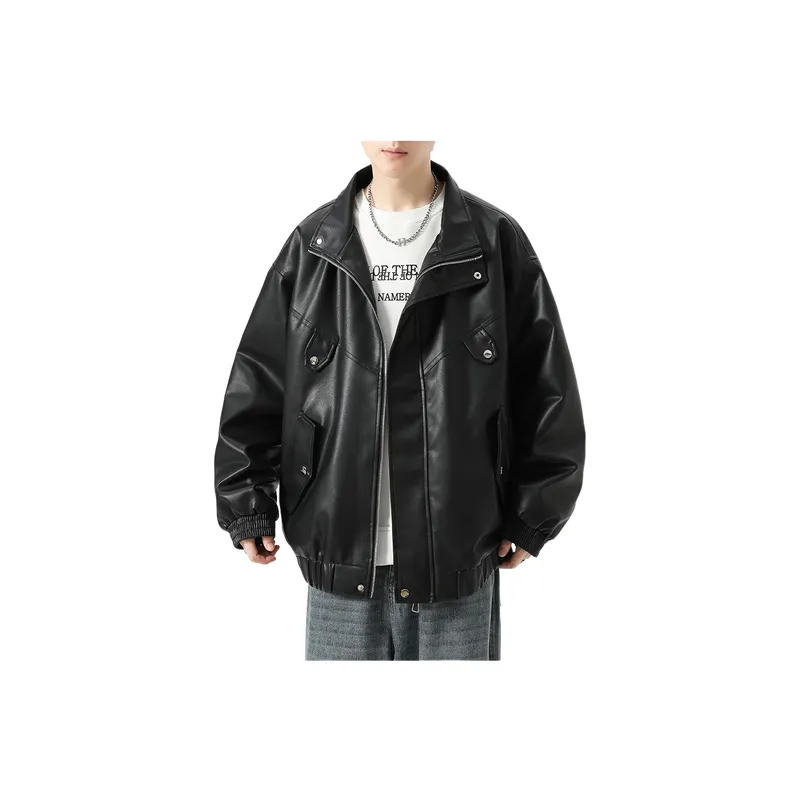 Retro Simple PU Jacket Women-2