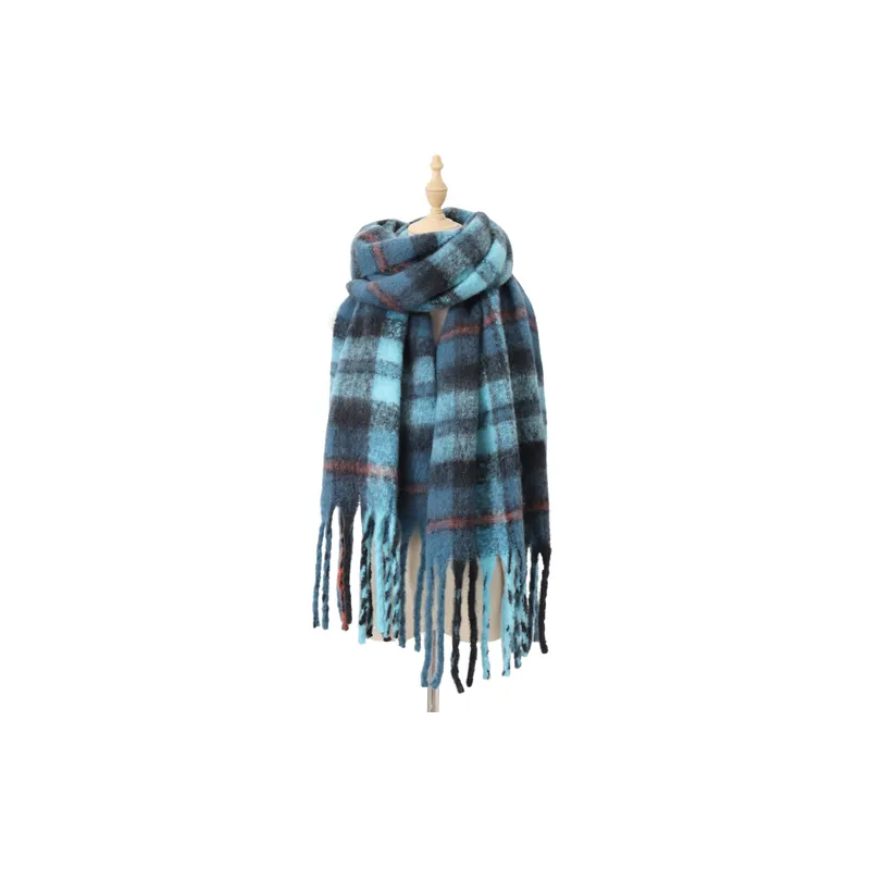 Casual Plaid Knit Scarf-5