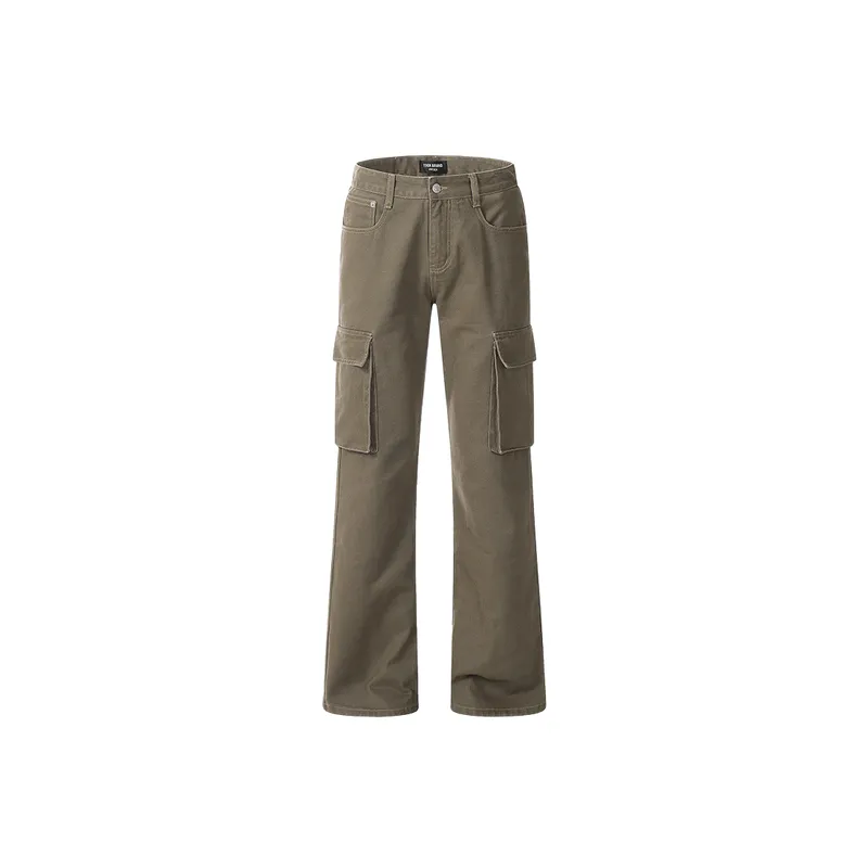 Retro Straight Leg Denim Cargo Pants-0