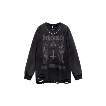 Street Gothic Style with Character Praying Pattern Hoodie
