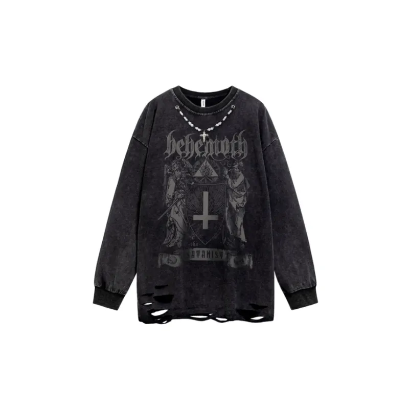 Street Gothic Style with Character Praying Pattern Hoodie-0