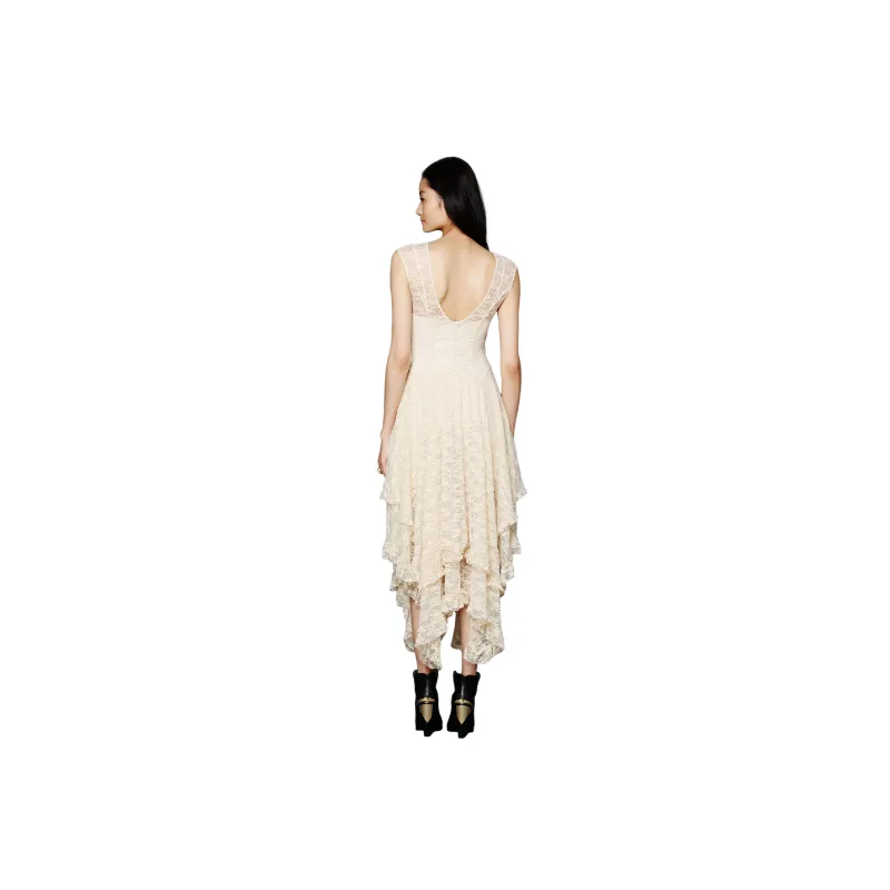 Fashionable Plain Lace Dress Women-2
