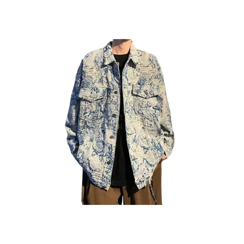 Jacquard Ripped Denim Jacket