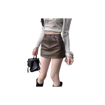 Simple Skort Leather Skirt Women