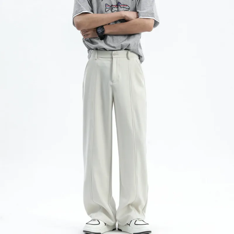 Casual Loose Blended Synthetic Fabrics Suit Trousers-1